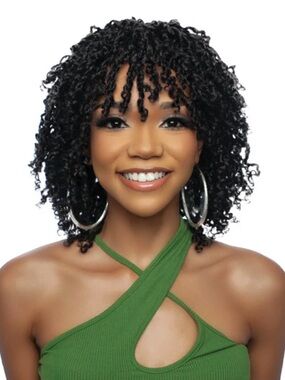 Short Curly Fringe Wig in Black - Natural-Look Texture
